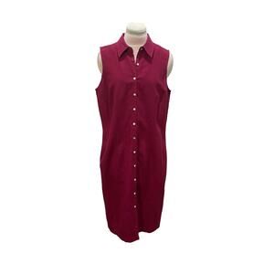NWT ANNEX Casual Corner Raspberry LINEN Blend Sleeveless Shirt Dress Size 10 NEW
